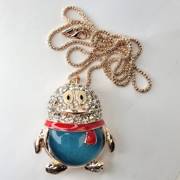 Bird Crystal Pendant Necklace Blue Pendant Necklace - Picture 2 of 9